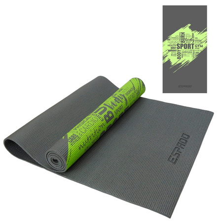 Коврик для йоги и фитнеса Espado PVC 173*61*0.5 см серый зеленый(принт) ES2125-2