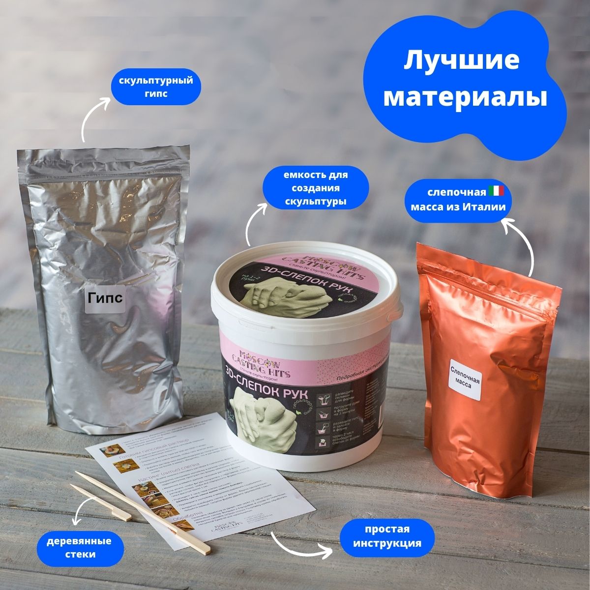 Подарочный набор Moscow Casting Kits 3D-слепок на 1-2 руки купить по цене  1200 ₽ в интернет-магазине Детский мир