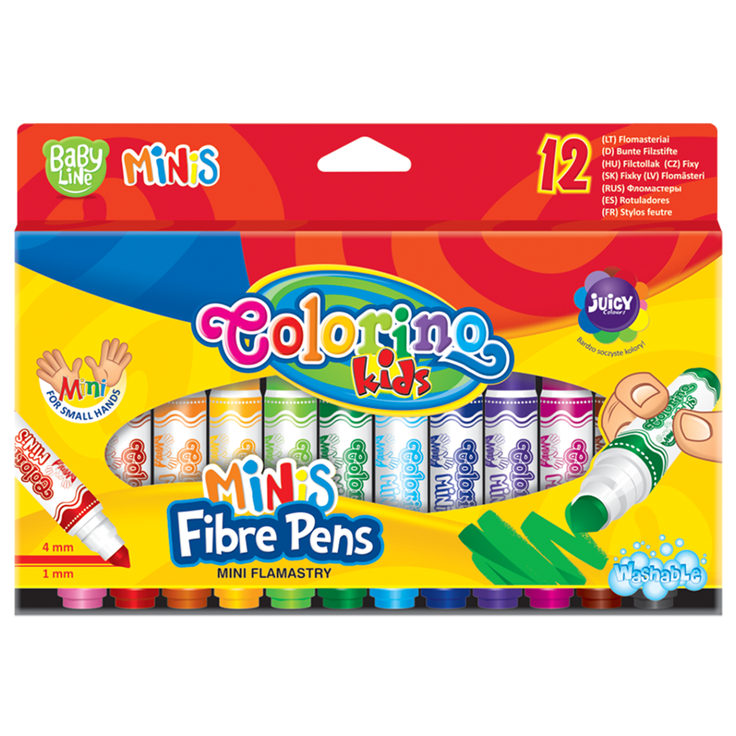 Фломастеры COLORINO Kids Mini 12 цветов для самых маленьких - фото 1