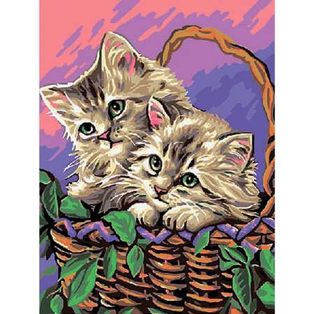 Картина по номерам Цветной Котята в корзинке 30х40 см