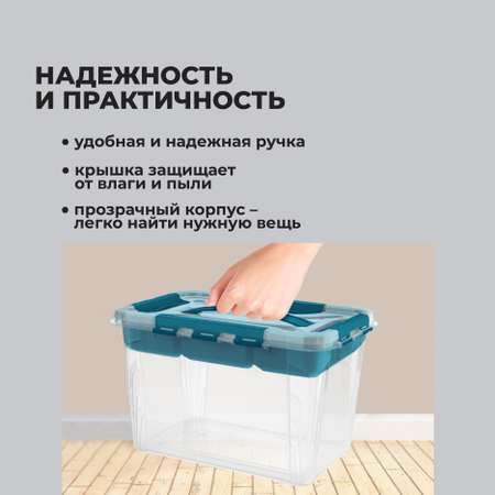 Ящик для хранения Econova универсальный с замками и ручкой Grand Box 6,65 голубой