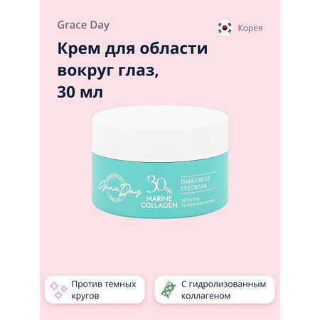 Крем для области вокруг глаз Grace day 30% marine collagen с гидролизованным коллагеном против темных кругов 30 мл