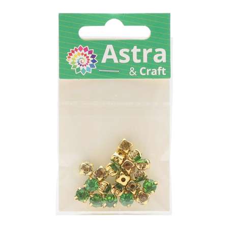 Хрустальные стразы Astra Craft в цапах круглые для творчества и рукоделия 6 мм 6 мм 20 шт золото зеленый