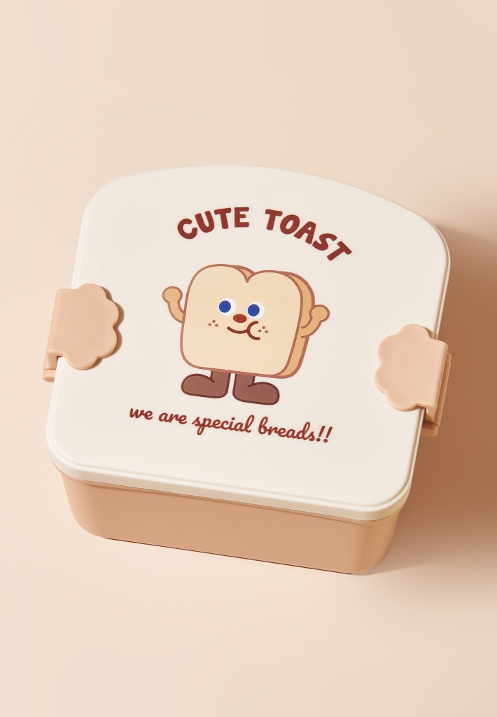 Ланч-бокс контейнер для еды iLikeGift Cute toast с приборами - фото 1