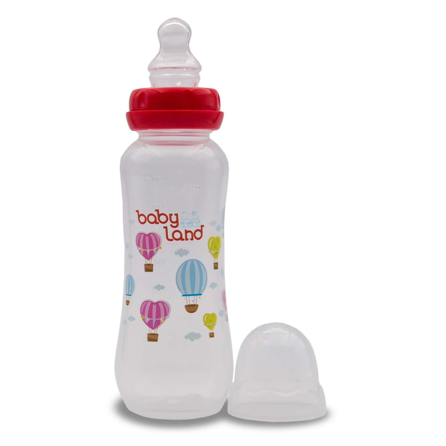 Бутылочка Baby Land 240мл с силиконовой анатомической соской Air System красный - фото 1