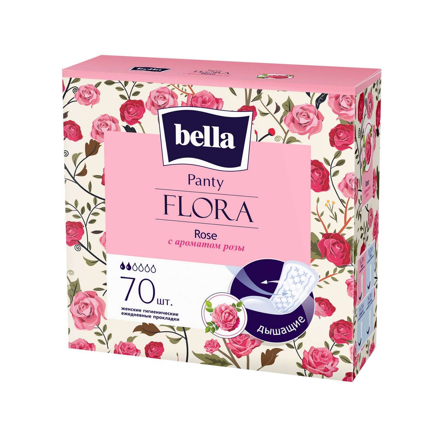 Ежедневные прокладки BELLA Panty Flora Rose с ароматом розы 70 шт - фото 1