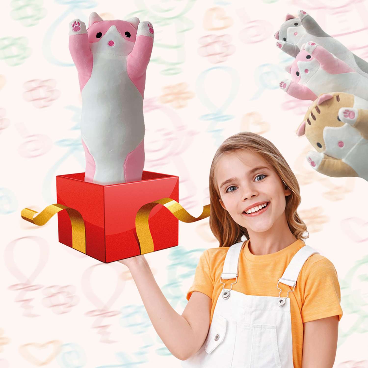 Игрушка-обнимашка Territory подушка кот Батон розовый 50 см - фото 2