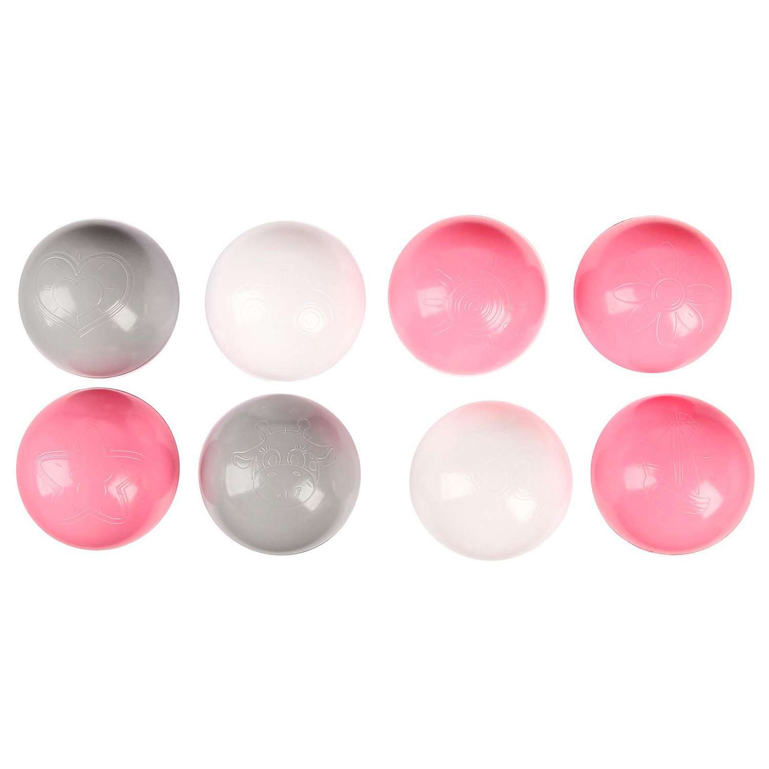Шарики Соломон для сухого бассейна с рисунком диаметр шара 7.5 см набор 150 штук цвет розовый белый серый - фото 4