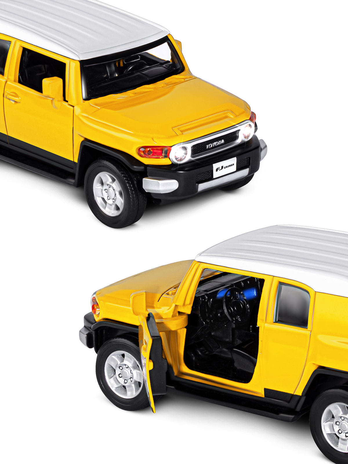 Машинка металлическая АВТОпанорама 1:32 Toyota FJ Cruiser желтый инерционная JB1251389 - фото 8