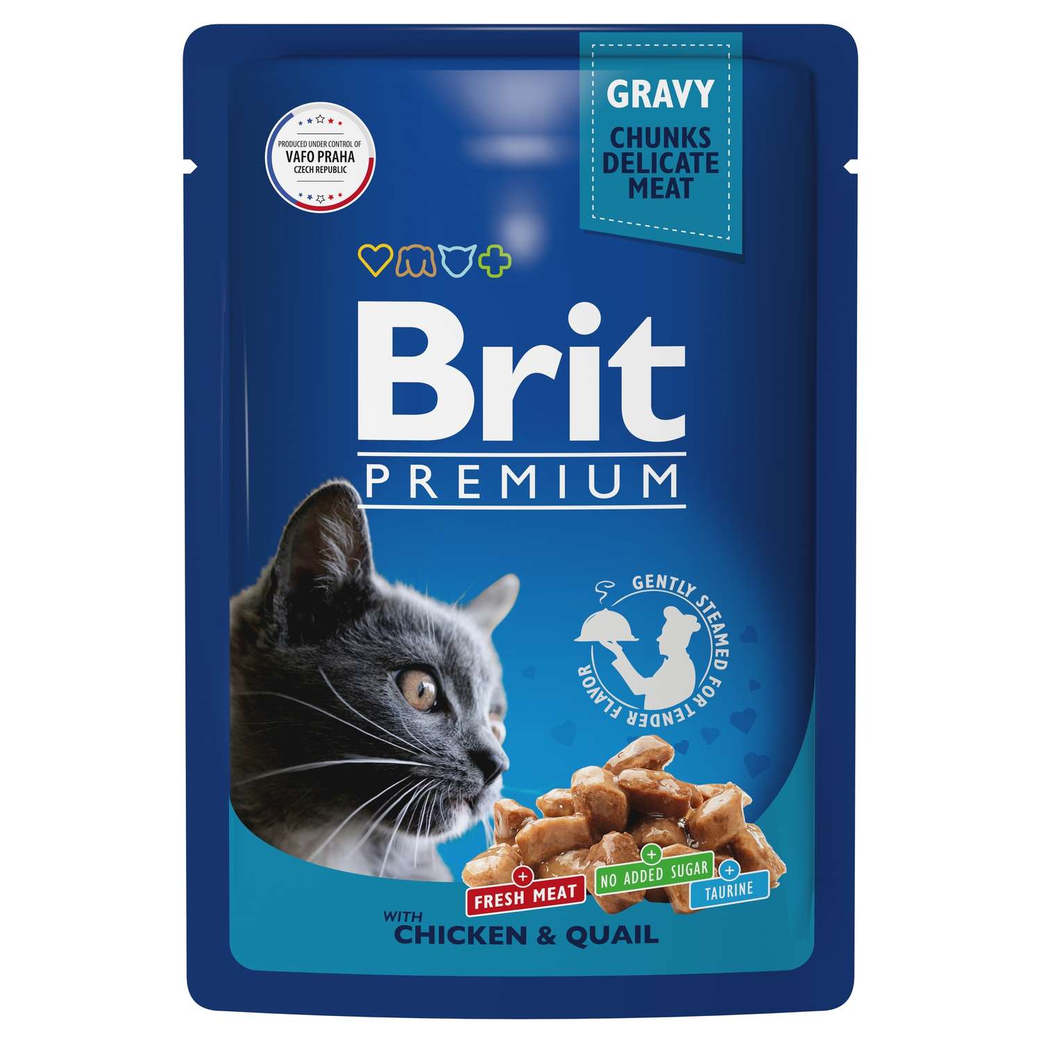 Корм для кошек Brit 85г Premium цыпленок и перепелка в соусе - фото 1