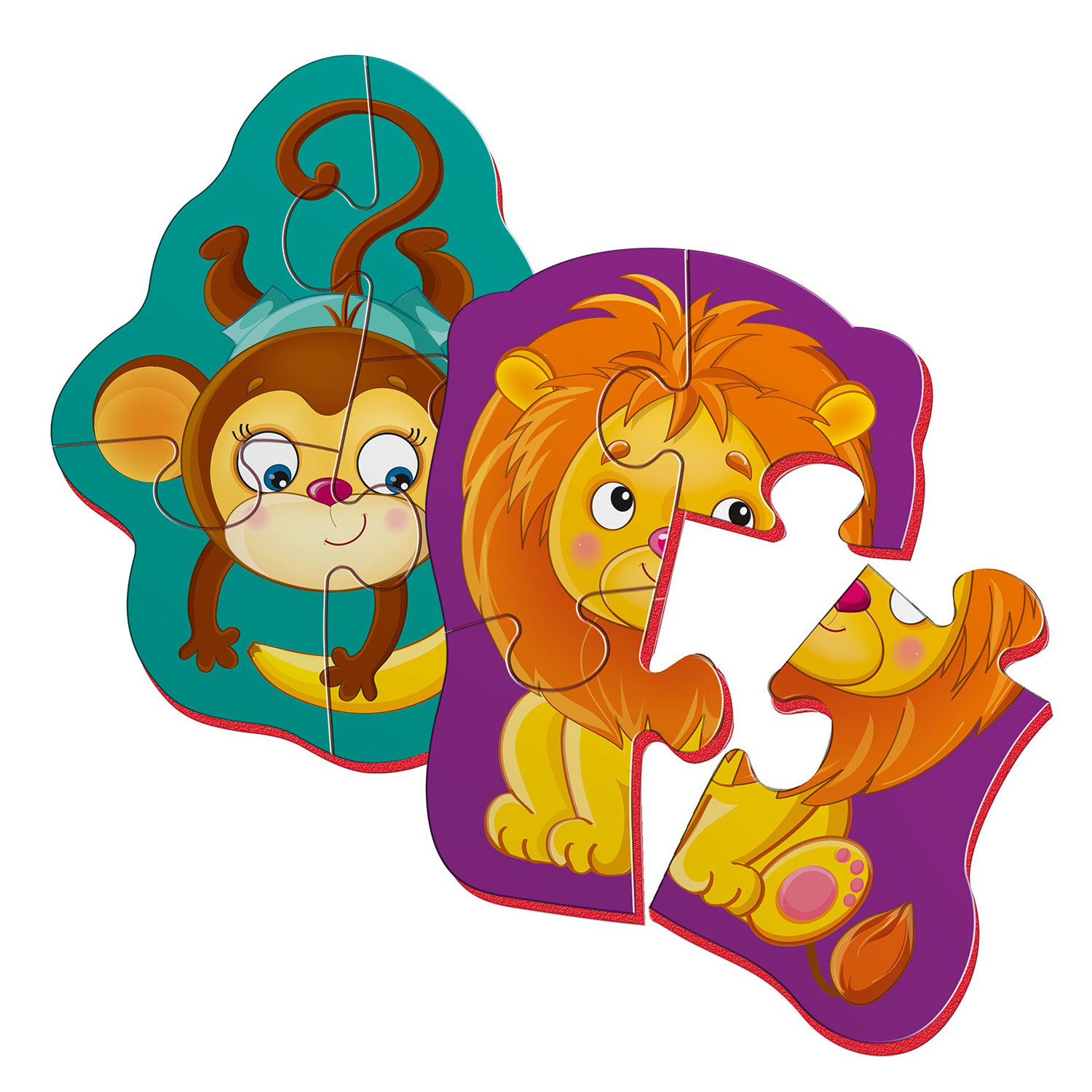 Пазл Vladi Toys магнитный Львенок и обезьянка - фото 1