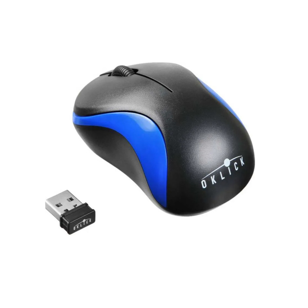 Мышь OKLICK 605SW черный/синий оптическая (1200dpi) беспроводная USB (3but) - фото 1