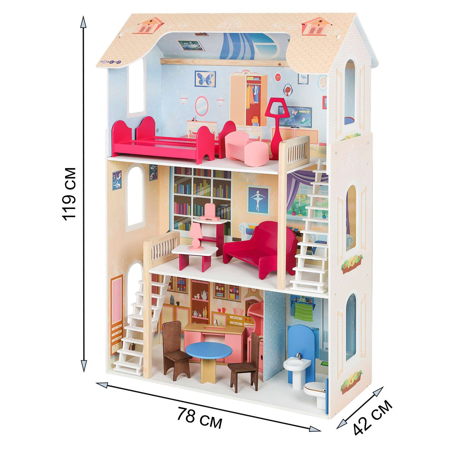 Кукольный домик Paremo Шарм с мебелью 16 предметов PD315-02 - фото 7