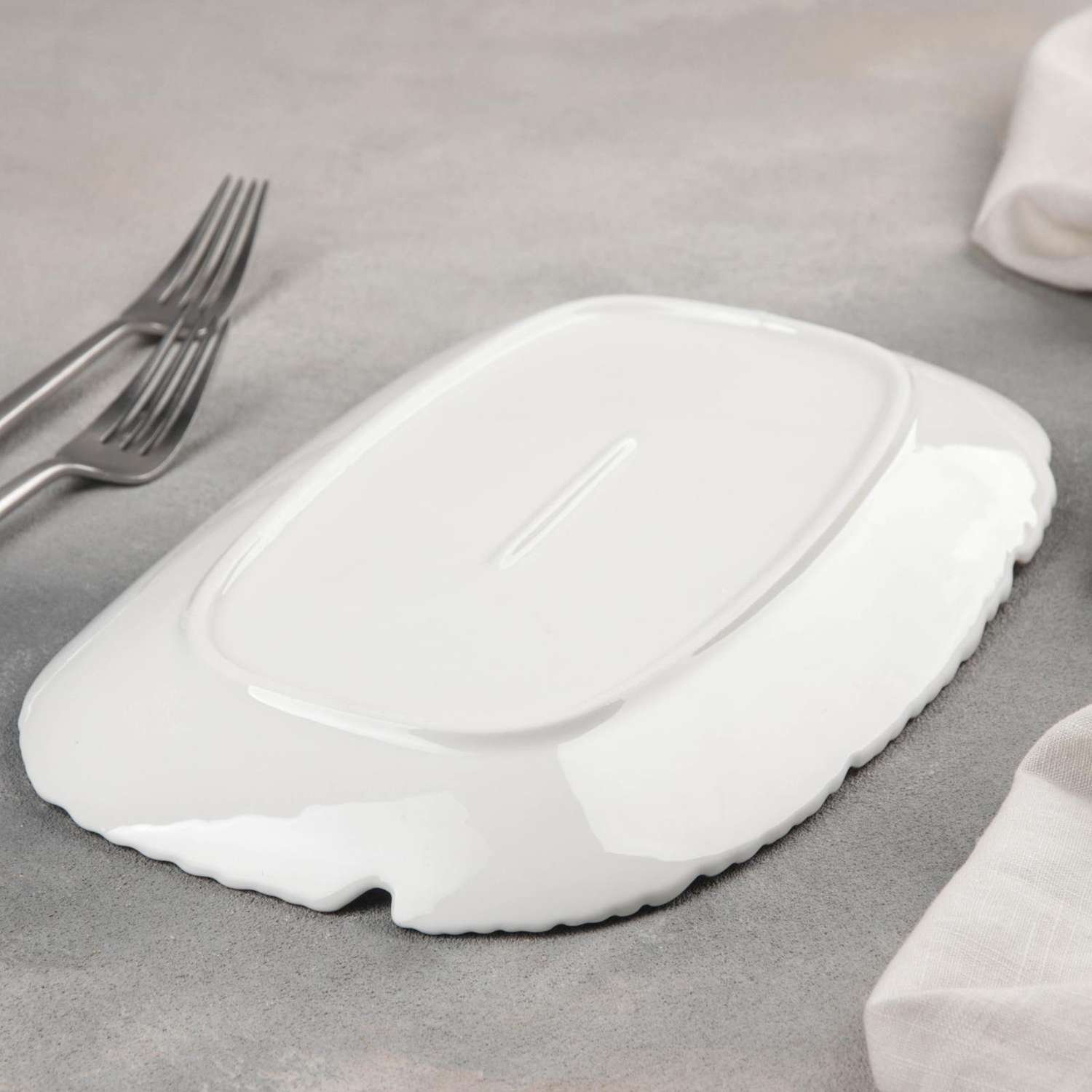 Блюдо сервировочное Sima-Land керамическое «Жемчуг» 28×18 см цвет белый - фото 3