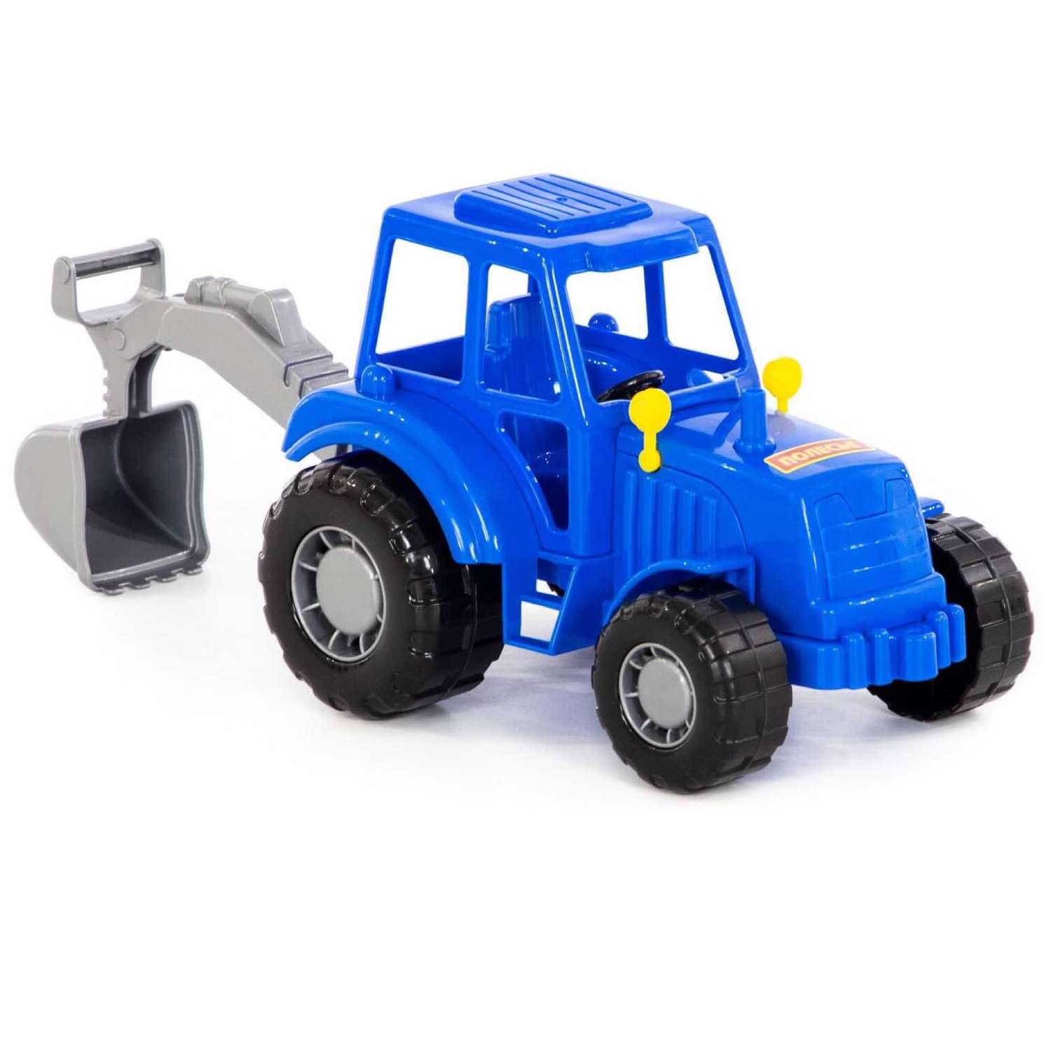 Игрушечный синий трактор Полесье экскаватор с ковшом 21 см 84873/ - фото 6