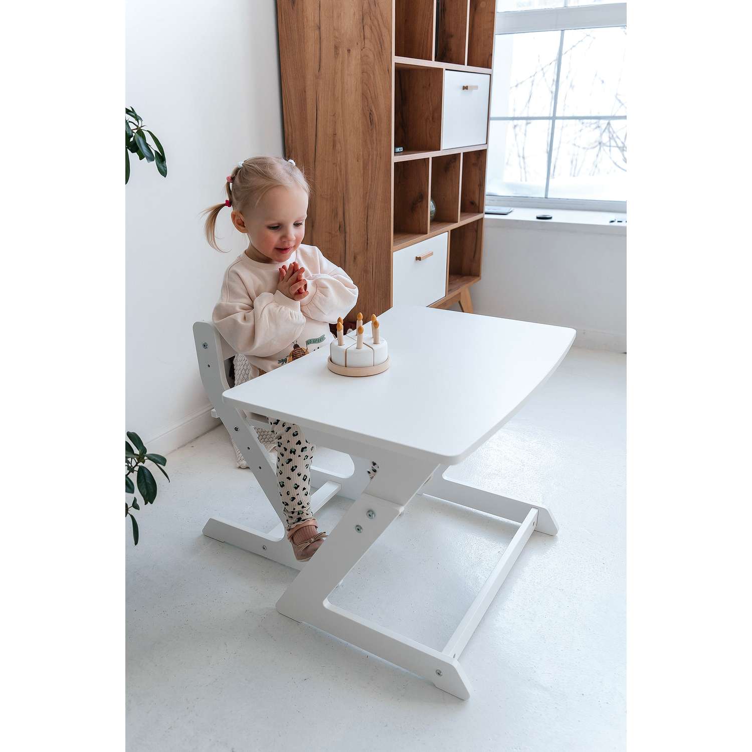 Детский растущий стол и стул Коняша белый - фото 23