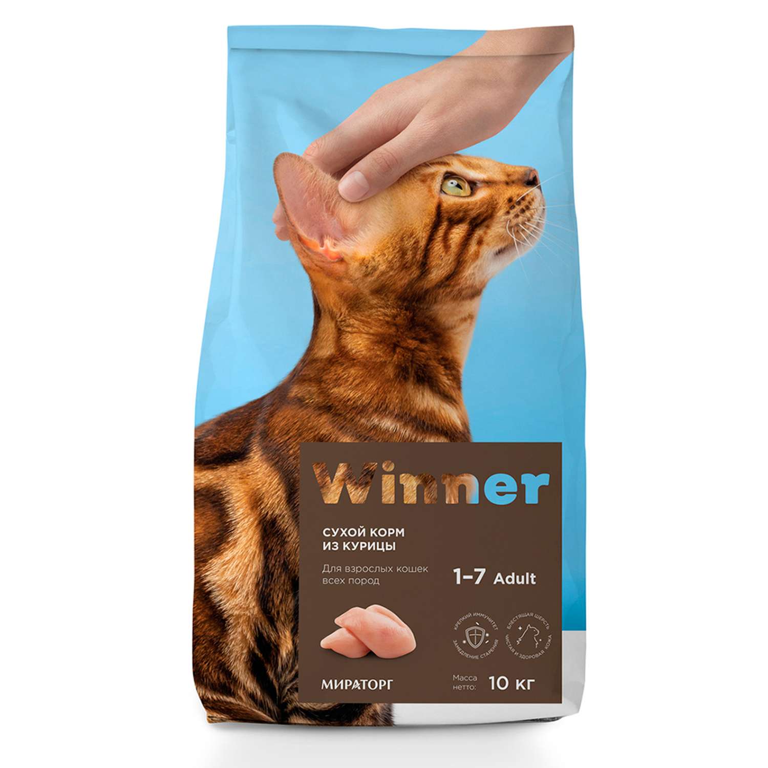 Корм сухой WINNER полнорационный для взрослых кошек всех пород из курицы 10 кг - фото 1