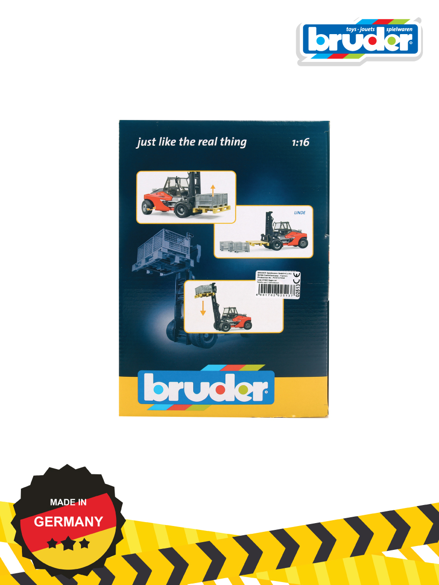Погрузчик Bruder Linde HT160 с 3 паллетами 1:16 02-513 - фото 9