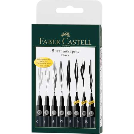 Набор капиллярных ручек Faber Castell Pitt Artist Pen черные 8шт