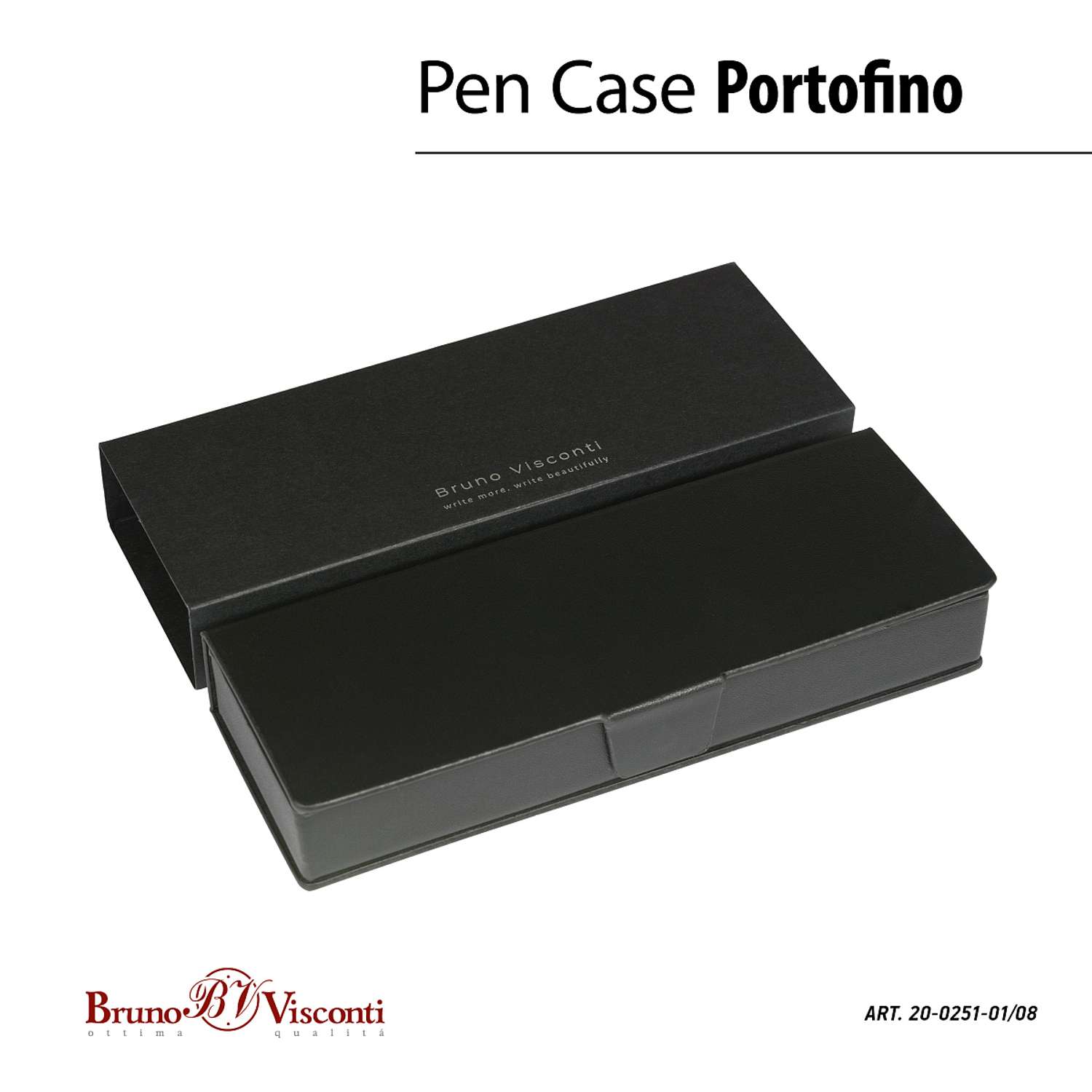 Ручка шариковая Bruno Visconti Автоматическая синяя portofino цвет корпуса черный 1 мм в футляре из экокожи - фото 3