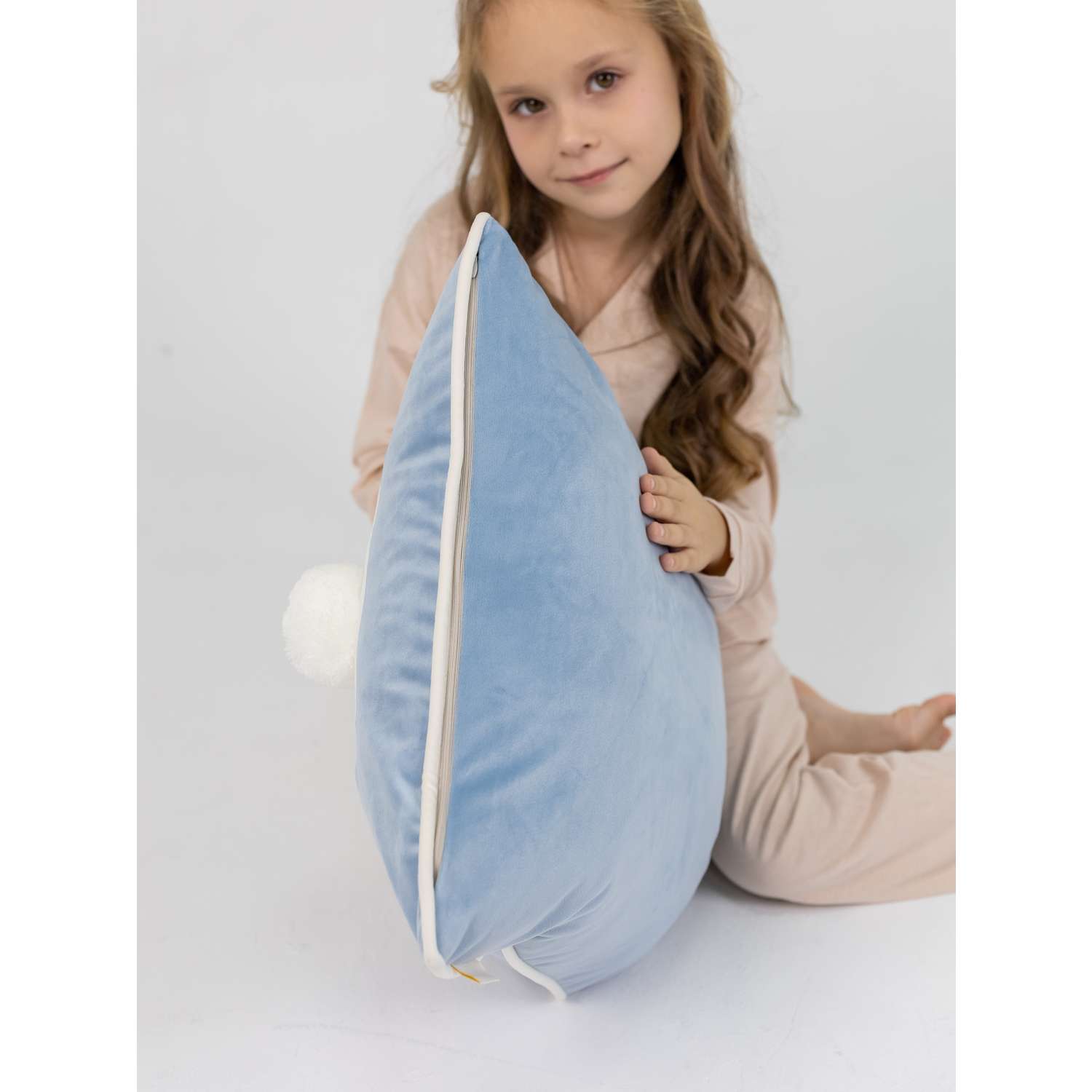 Подушка декоративная детская Мишель Зайка голубой цвет - фото 6