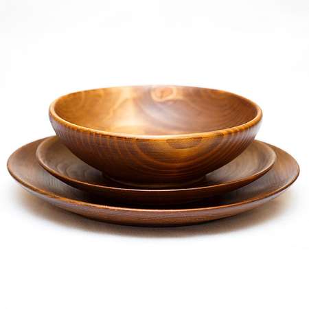 Набор MAGISTRO тарелок из натуральной пихты 3 шт d=25 см 20 5 см 18 см цвет коричневый