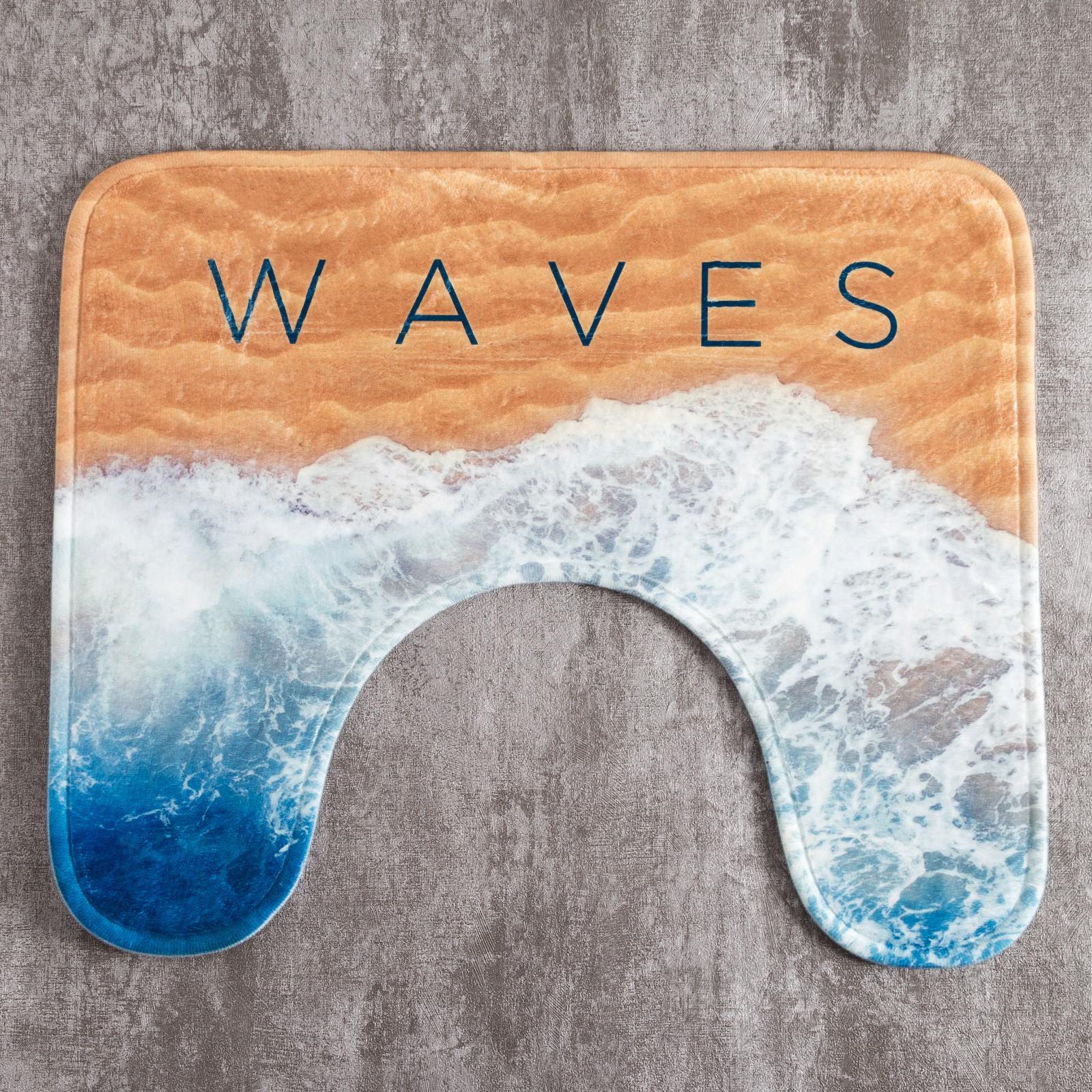 Коврик Этель для ванной «Waves»50х40 см велюр - фото 1