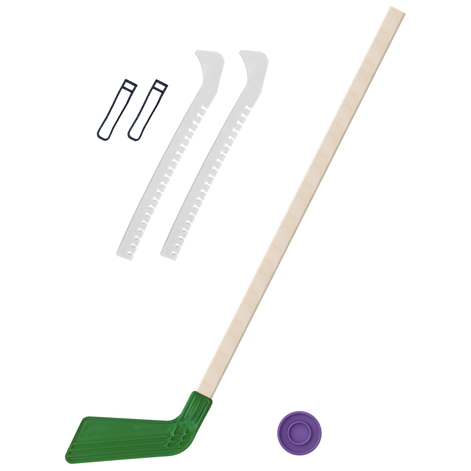 Набор для хоккея Задира Клюшка хоккейная детская зелёная 80 см + шайба + Чехлы для коньков белые - фото 1