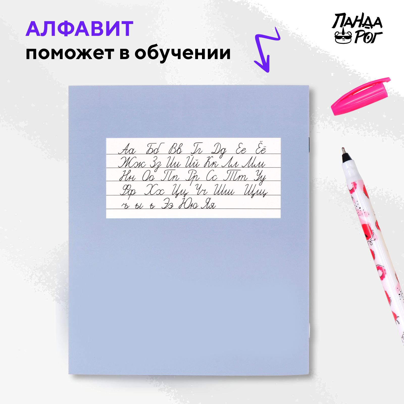 Тетради школьные в линейку ПАНДАРОГ широкую 12 л набор 10 шт картонная обложка голубые - фото 6