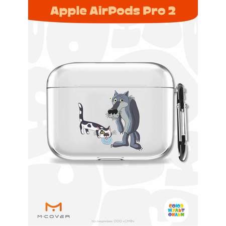Силиконовый чехол Mcover для Apple AirPods Pro 2 с карабином Кот и волк