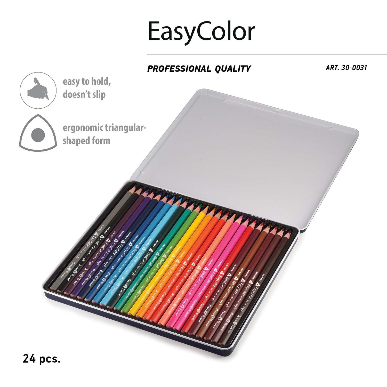 Карандаши цветные Bruno Visconti EasyColor в металлическом пенале 24 цвета - фото 2
