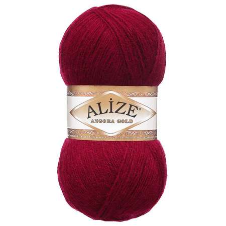 Пряжа Alize для шарфов кардиганов Angora Gold 100 гр 550 м 5 мотков 57 бордовый