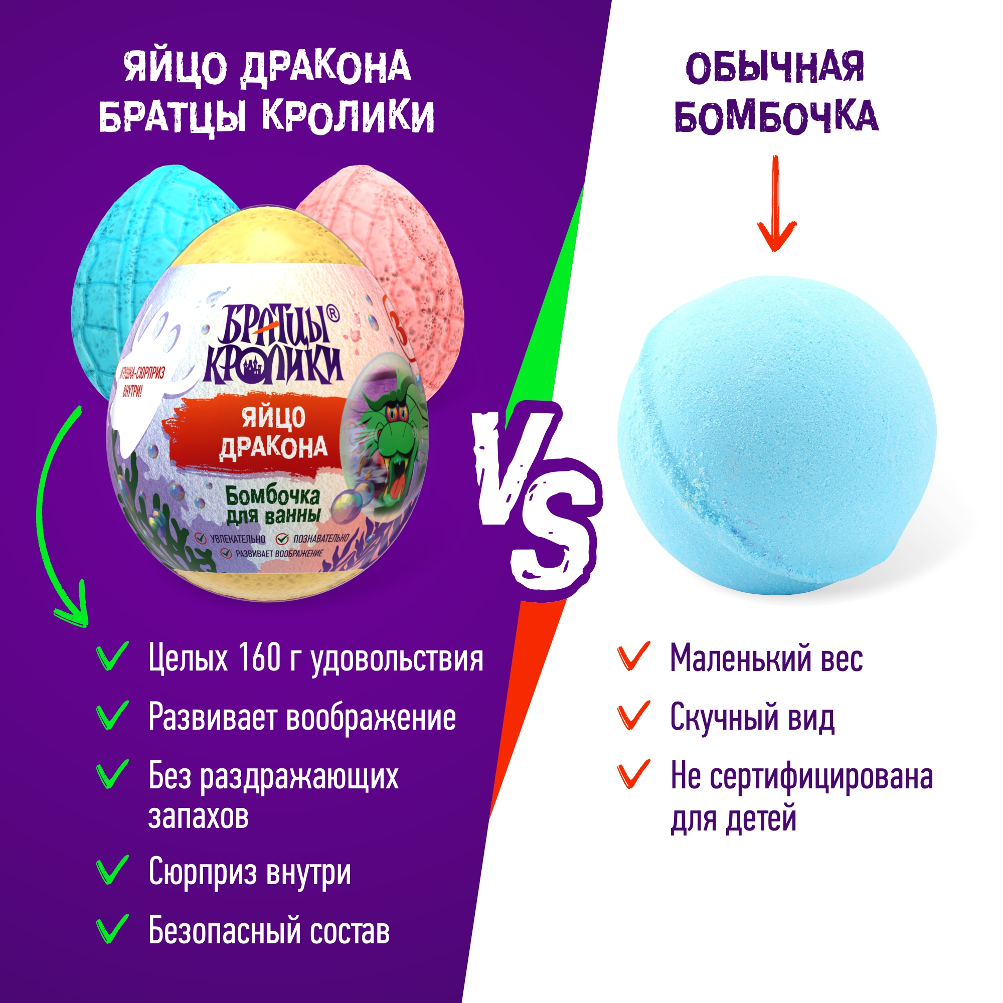 Бомбочка для ванной Братцы Кролики Яйцо дракона Цветная 160г в ассортименте - фото 7