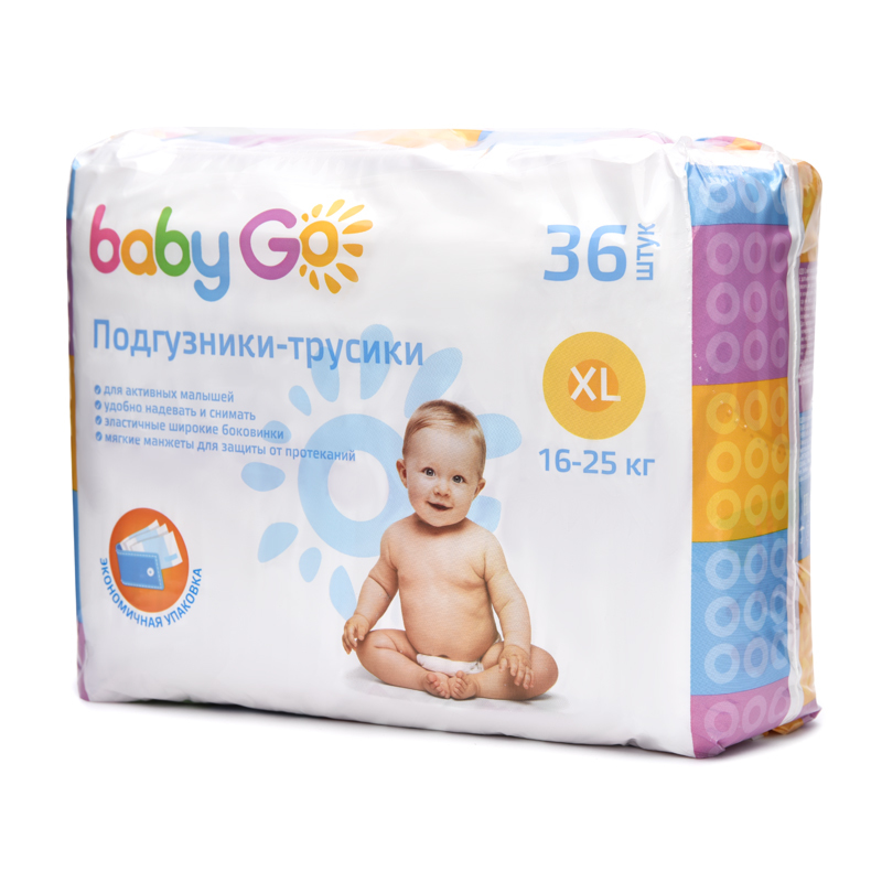 Подгузники-трусики BabyGo XL 16-25кг 36шт - фото 1