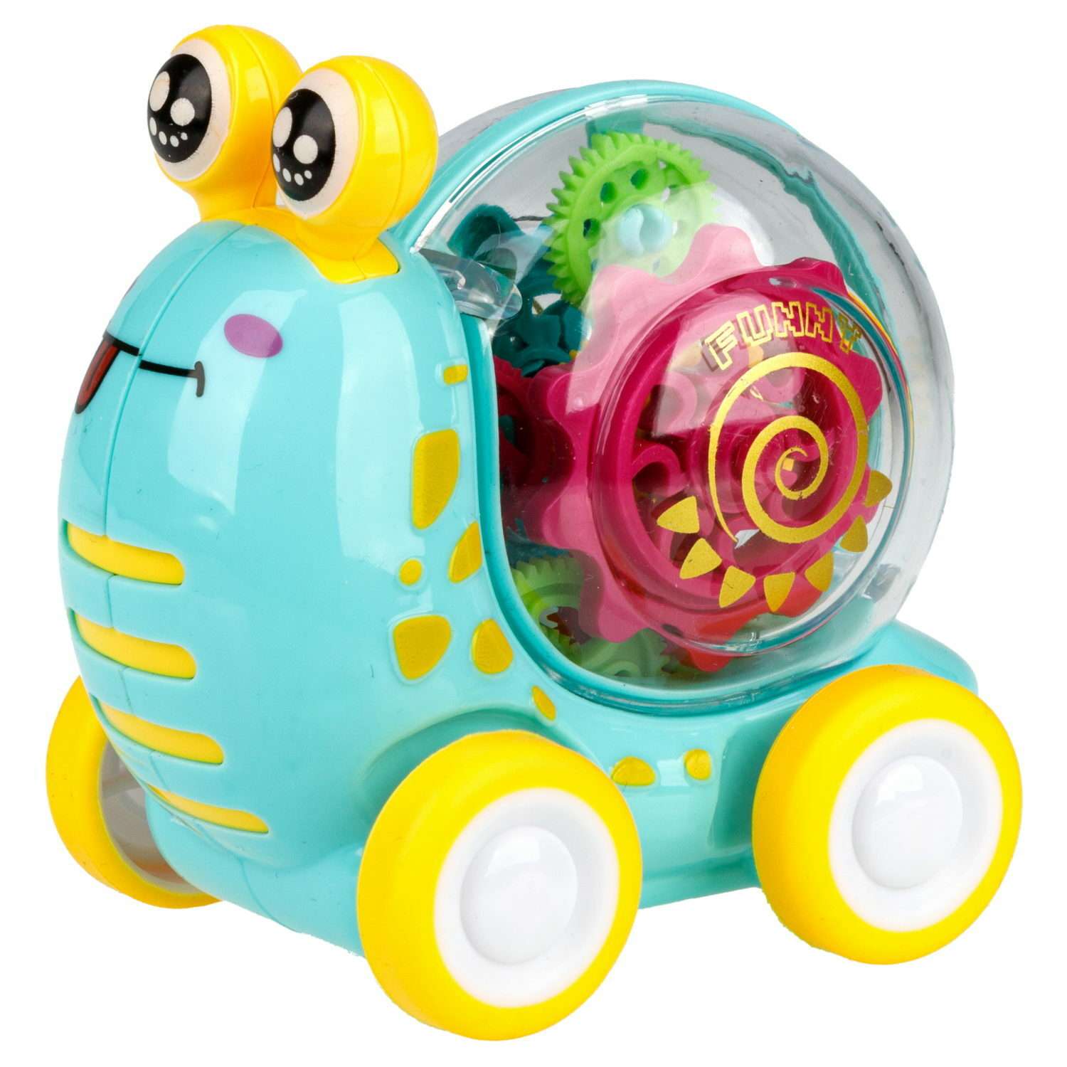Интерактивная игрушка 1TOY Улитка прозрачная с световыми эффектами бирюзовый - фото 1