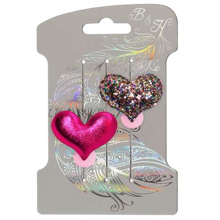 Набор резинок для волос B and H Сердце с мульти блестками+Сердце Розовое 2шт W0010