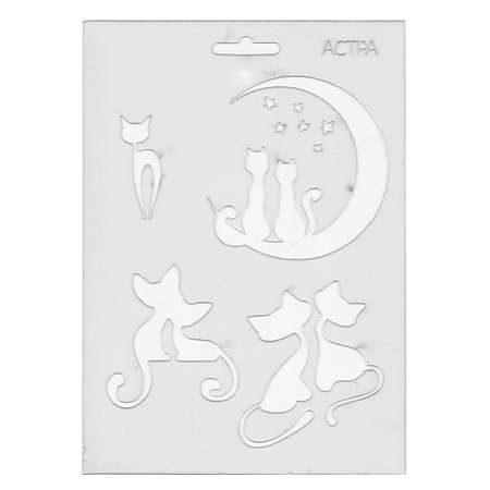 Трафарет пластиковый Astra&Craft многоразовый для декорирования рисования творчества А5 Лунный кот
