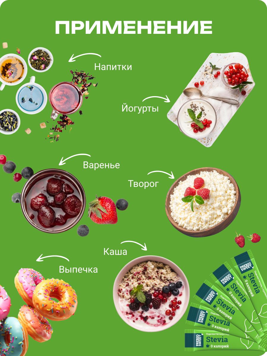 Сахарозаменитель Пребиосвит Стевия (Prebiosweet Stevia) 1г 1000 шт - фото 6