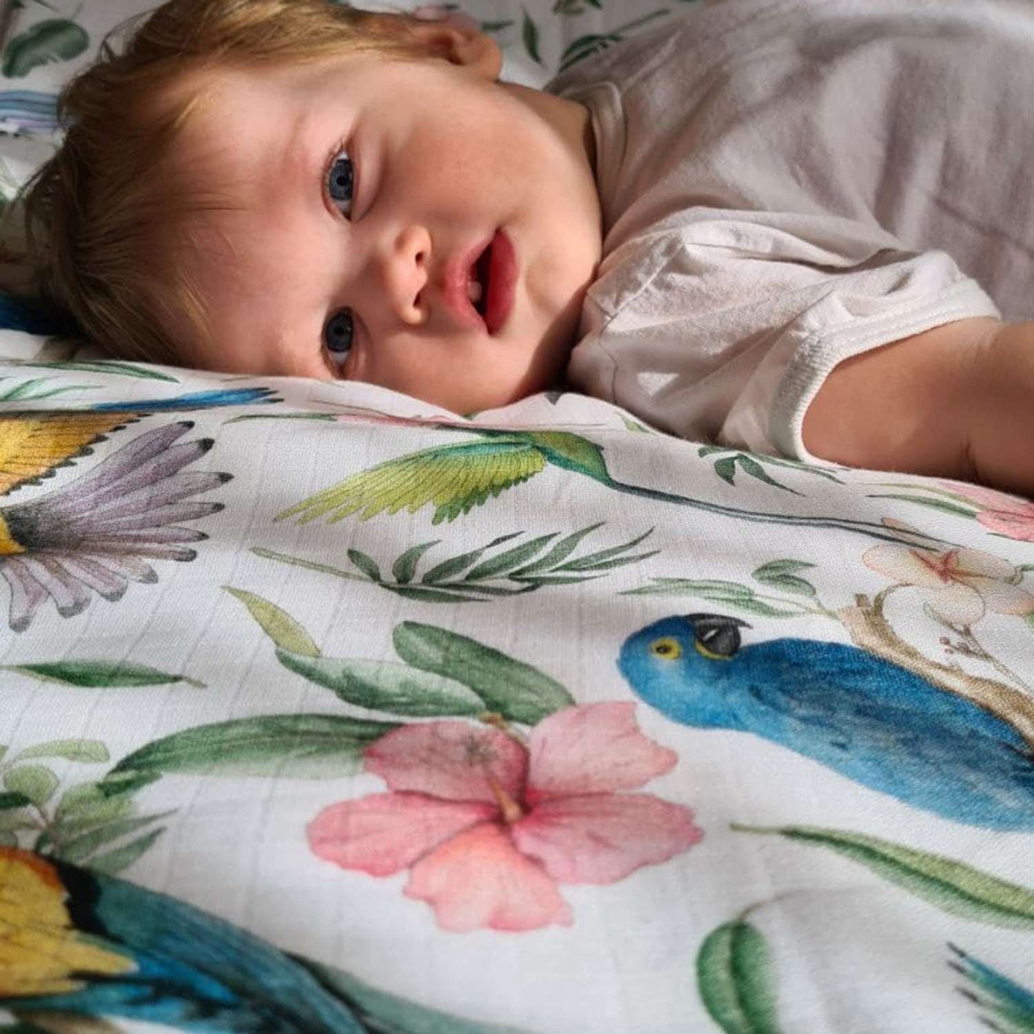 Плед-одеяло Adam Stork для новорожденного 4 слоя муслина 118х118 см - фото 6