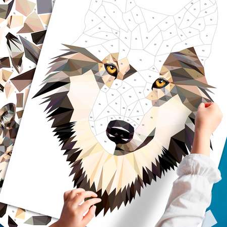Набор для творчества VEROL Волк рисуем наклейками по номерам