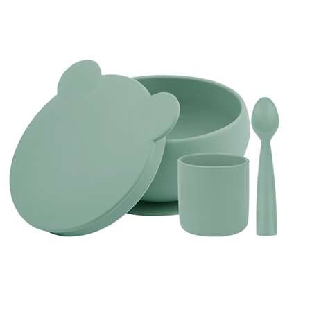 Набор детской посуды MinikOiOi силиконовый из миски стаканчика и ложки
