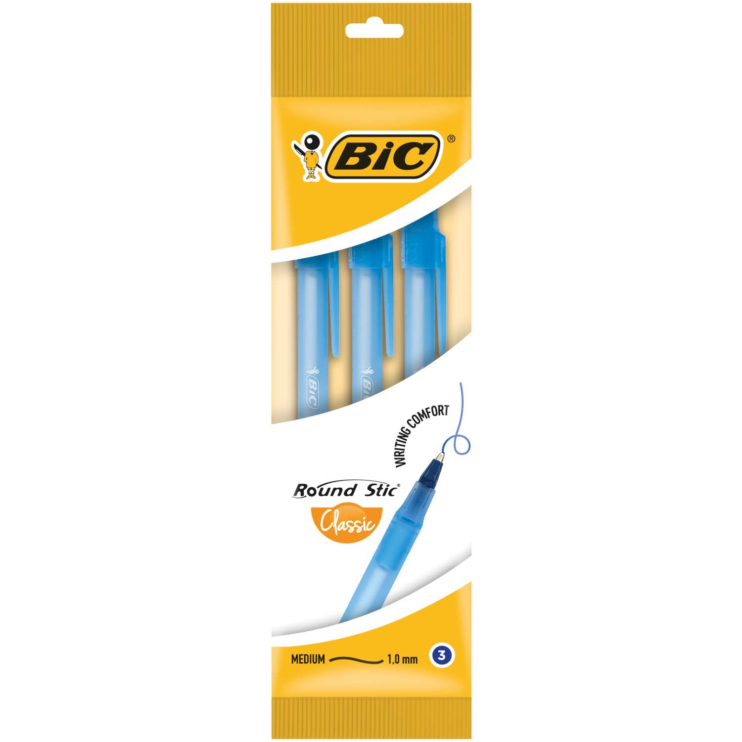 Ручка шариковая BIC Round Stic Classic синий 3 шт - фото 1