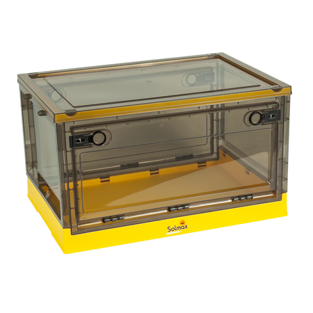 Ящик для хранения вещей Solmax прозрачный контейнер с крышкой на колесах 51х36х30 желтый