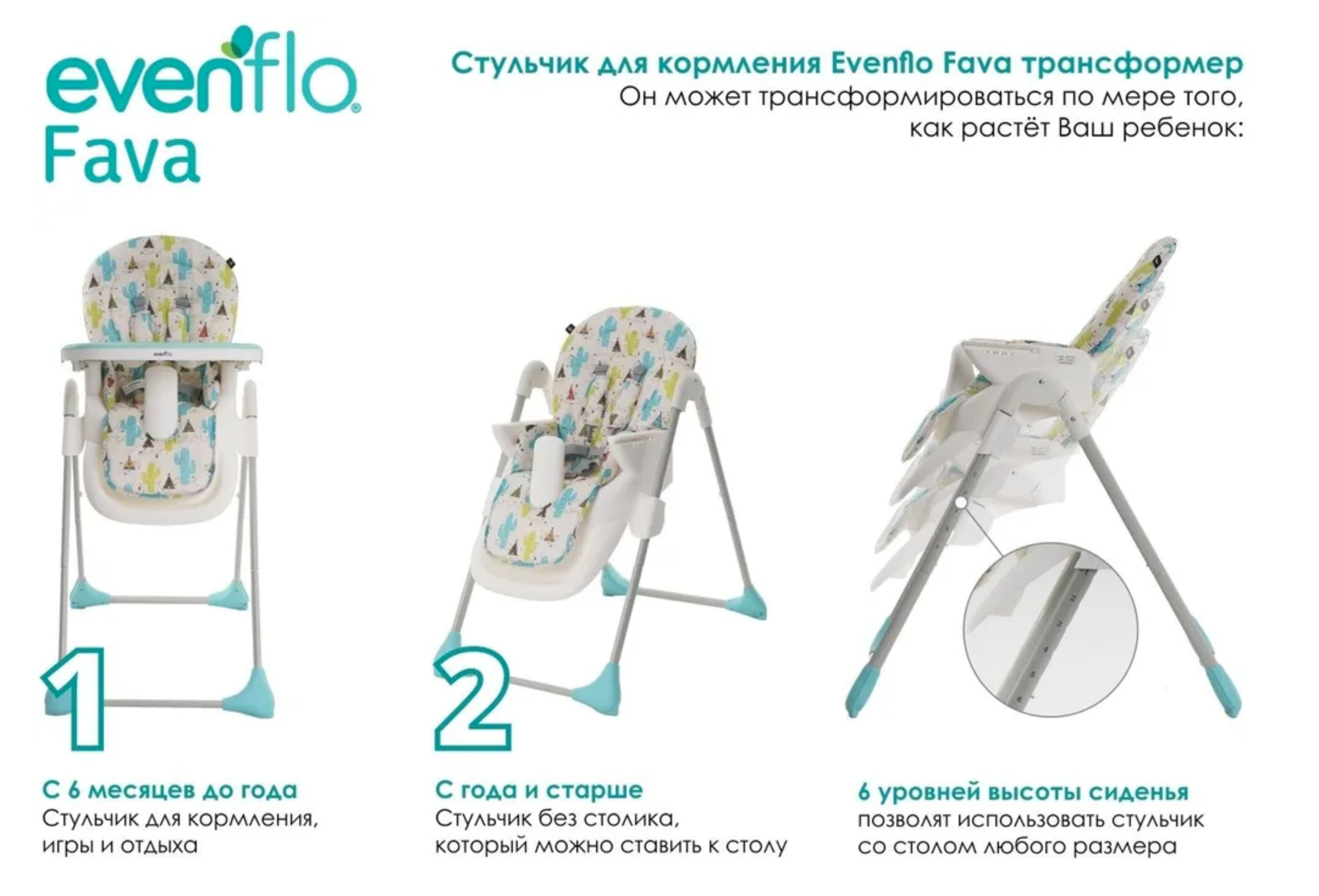 Стульчик для кормления Evenflo fava KC15 - фото 4