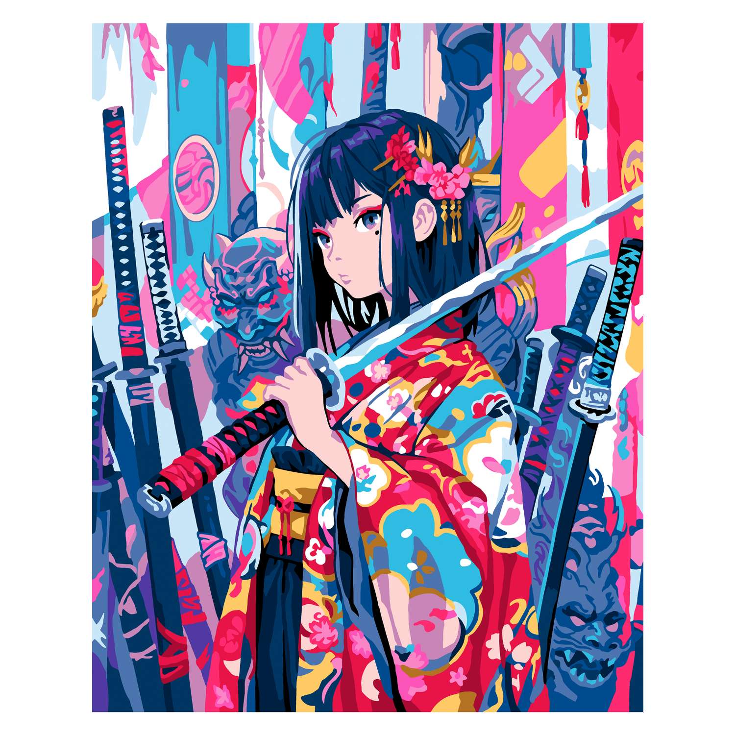 Картина по номерам Art sensation холст на подрамнике 40х50 см Аниме девушка в кимоно - фото 2