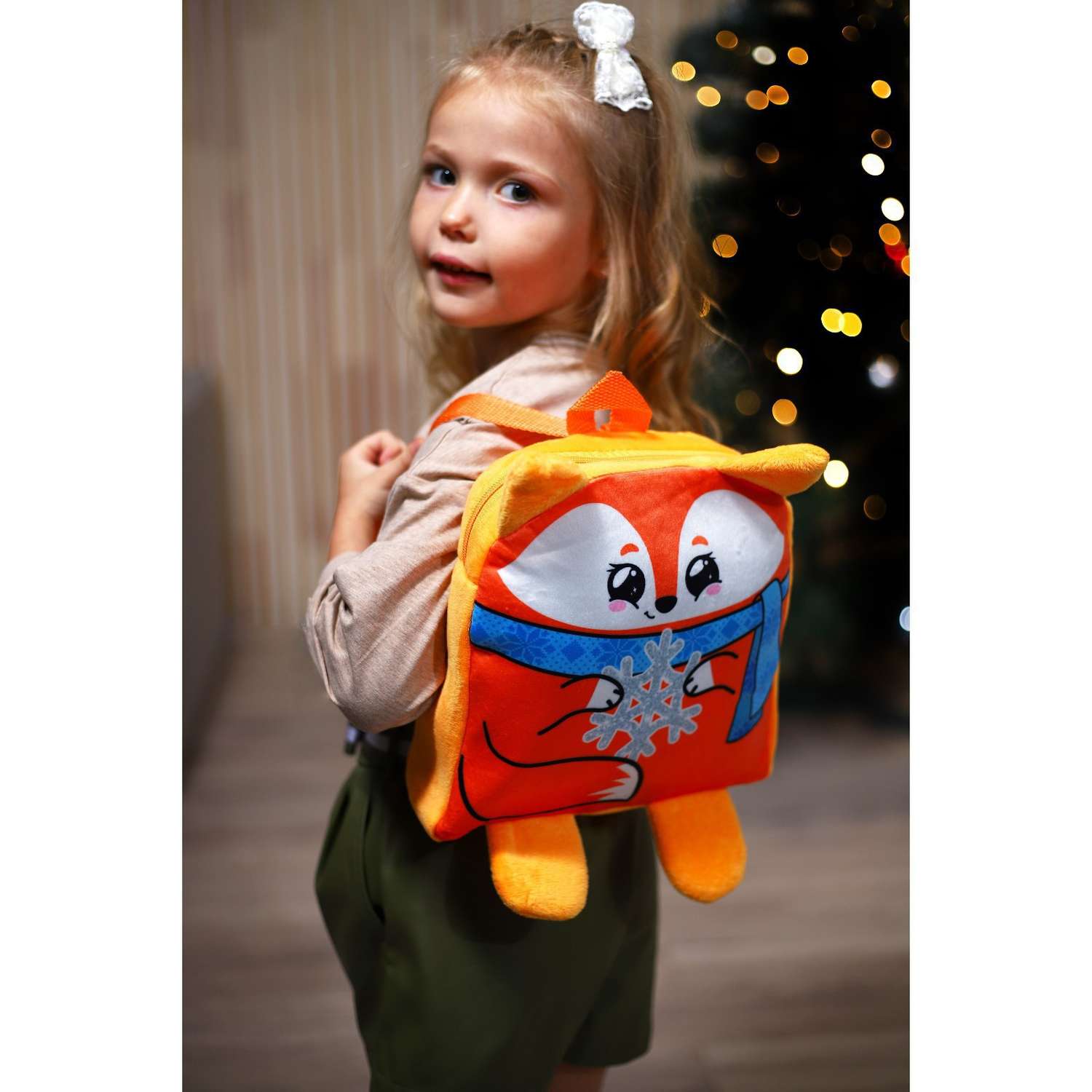 Рюкзак Milo Toys детский новогодний «Лиса со снежинкой» 24х24 см - фото 8