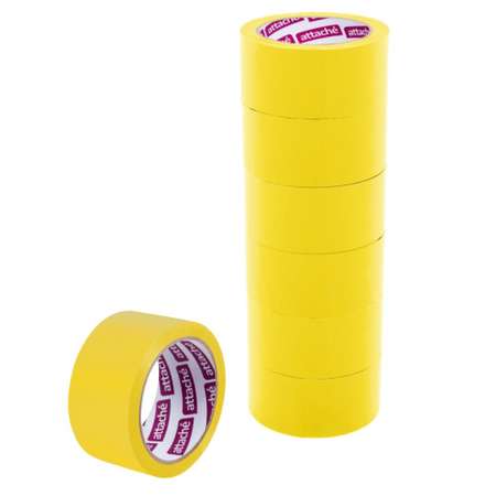 Клейкая лента Attache упаковочная 48 мм х 66 метров 45 мкм желтый 6 штук