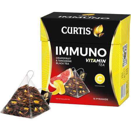 Чай черный Curtis Immuno 15 пирамидок с цедрой апельсина и лимона витамином C