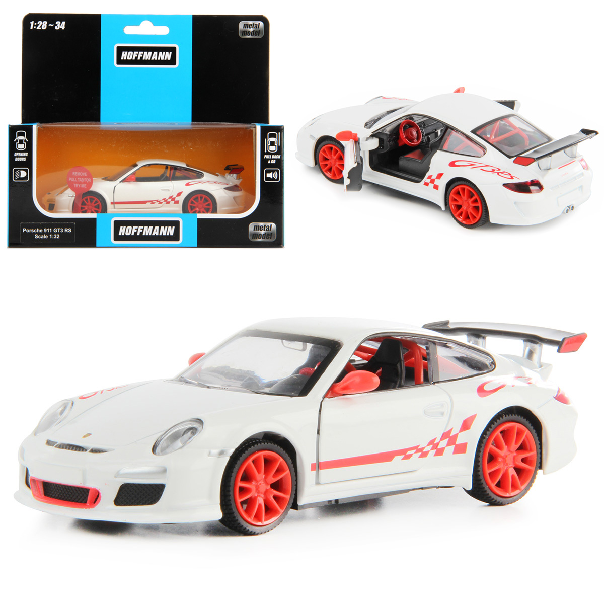 Машина HOFFMANN 1:32 Porsche 911 GT3 RS (997) металлическая купить по цене  899 ₽ в интернет-магазине Детский мир