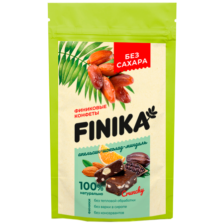 Конфеты без сахара FINIKA Апельсин-шоколад-миндаль 150 г